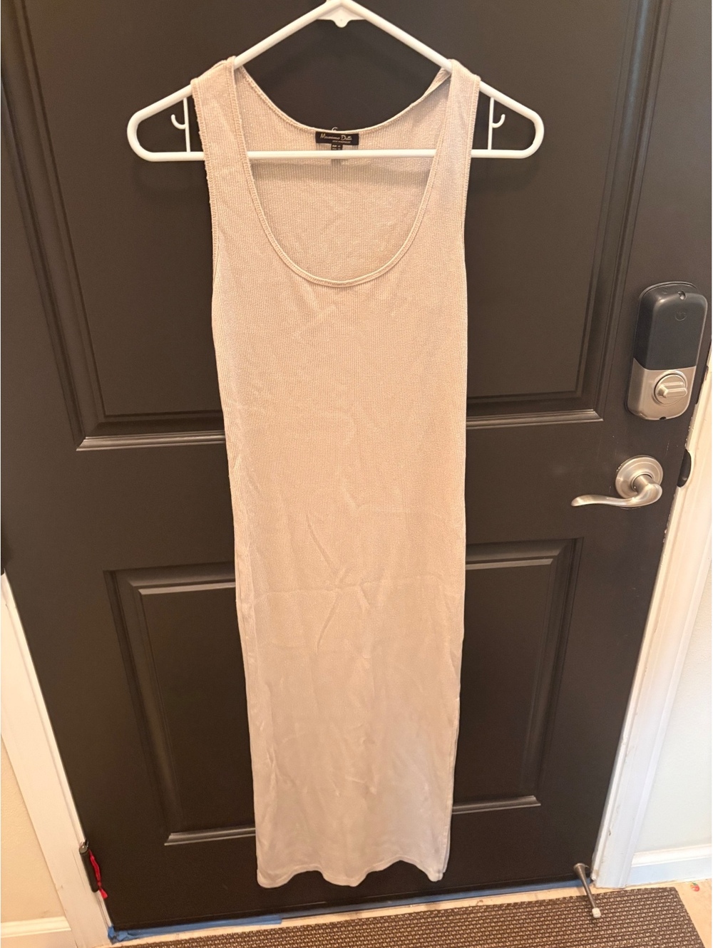 Massimo Dutti Beige Ribbed Knit Sleeveless Dress Sparkle Effect XS